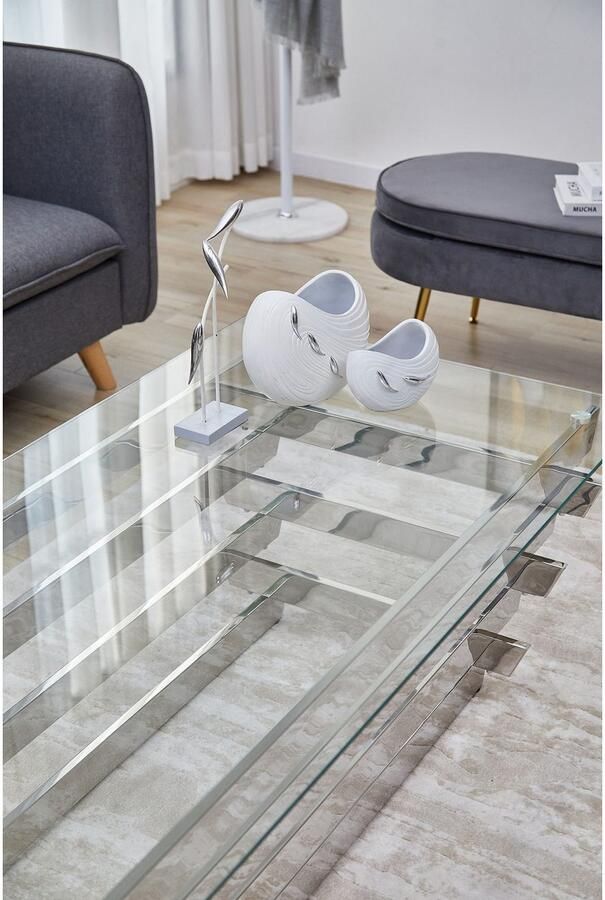 SalesFever Salontafel Eleganter Couchtisch für Wohnzimmer met designframe van roestvrij staal - Foto 2