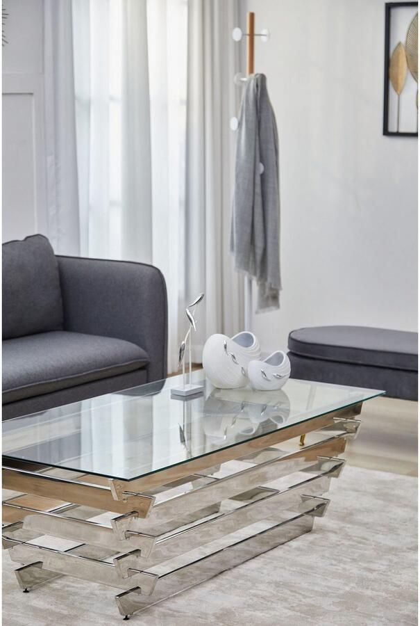 SalesFever Salontafel Eleganter Couchtisch für Wohnzimmer met designframe van roestvrij staal - Foto 4