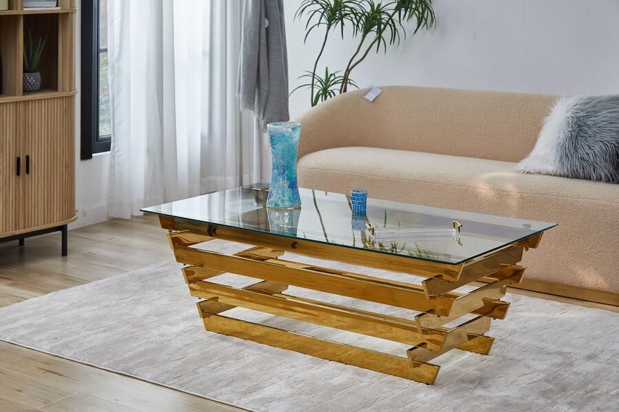 SalesFever Salontafel Eleganter Couchtisch für Wohnzimmer met designframe van roestvrij staal - Foto 5