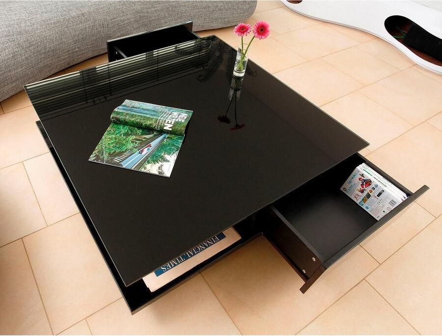 Huisenthuis.nl Salontafel Sabrosa Hoogglans Zwart MDF Rechthoek 100x100cm Hoogte 36 cm - Foto 2