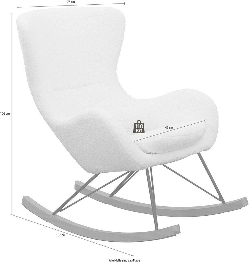 SalesFever Schommelstoel Entspannender Schaukelsessel met bekleding in imitatiebont look - Foto 3