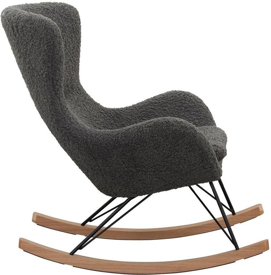 SalesFever Schommelstoel Entspannender Schaukelsessel met bekleding in imitatiebont look - Foto 3