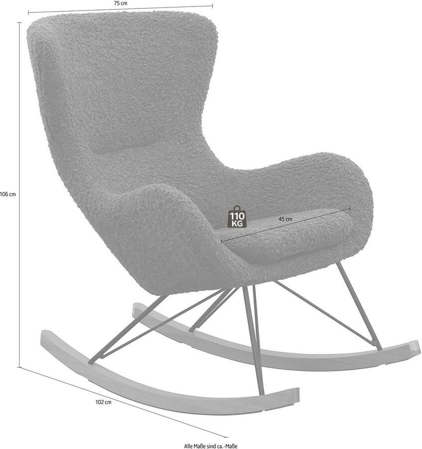 SalesFever Schommelstoel Entspannender Schaukelsessel met bekleding in imitatiebont look - Foto 5