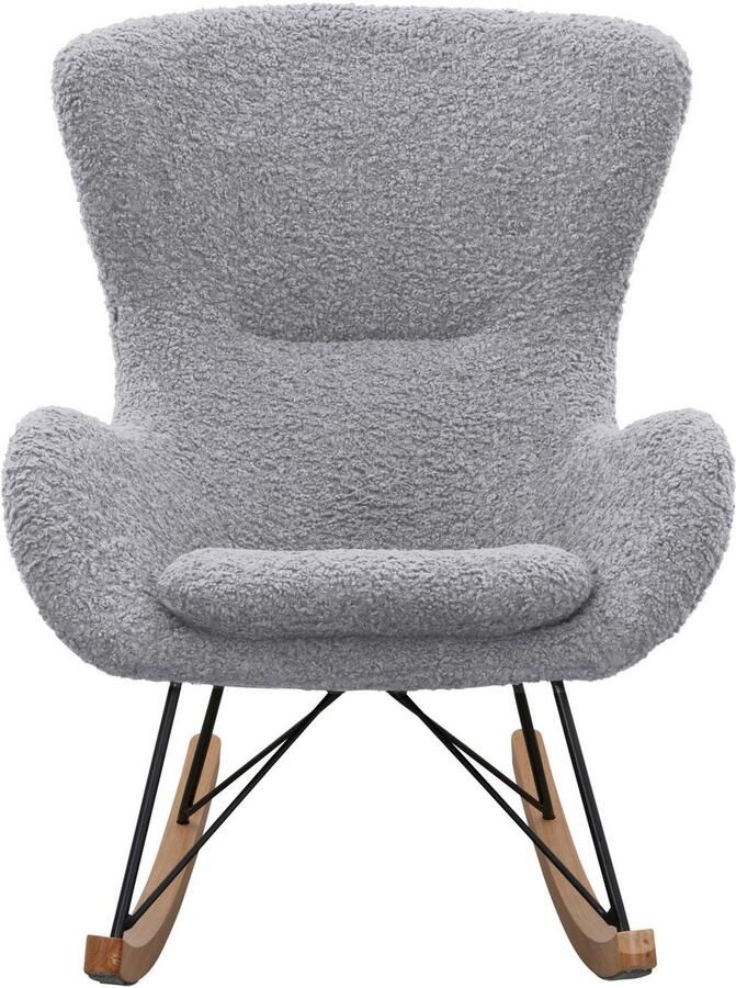 SalesFever Schommelstoel Entspannender Schaukelsessel met bekleding in imitatiebont look - Foto 5