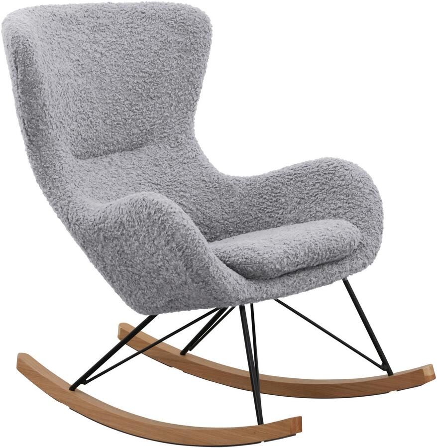 SalesFever Schommelstoel Entspannender Schaukelsessel met bekleding in imitatiebont look - Foto 3