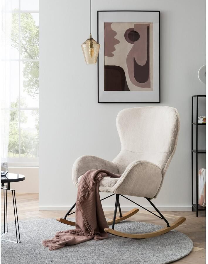 SalesFever Schommelstoel Komfortabl und im Vintage-Stil in lammy-look - Foto 4