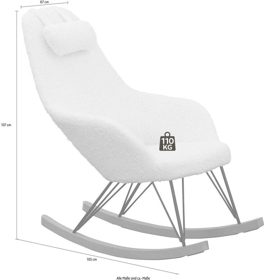 SalesFever Schommelstoel Komfortabler Schaukelsessel zum Entspannen met bekleding in imitatiebont-look - Foto 4