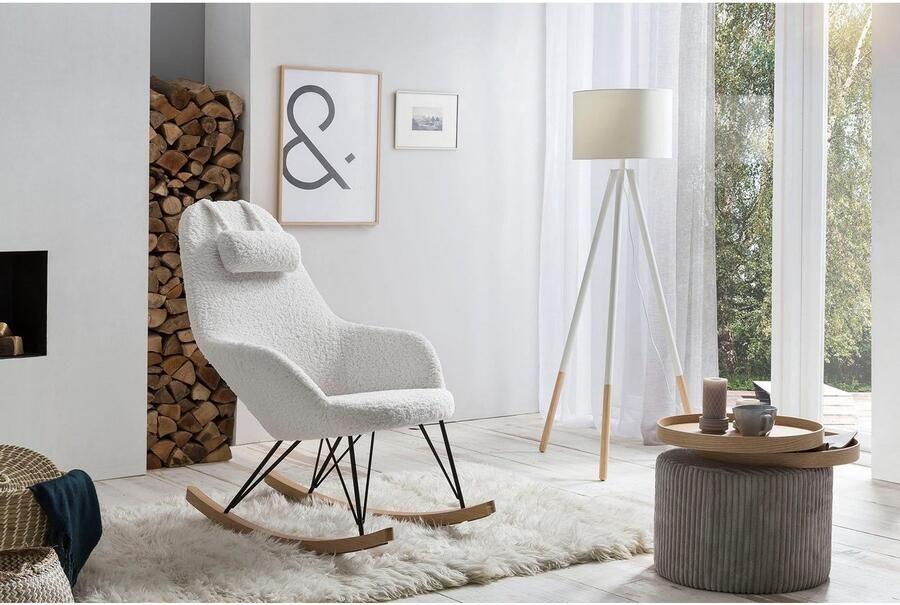 SalesFever Schommelstoel Comfortabele schommelstoel om te ontspannen Exclusieve bekleding in edele teddybont-look - Foto 6