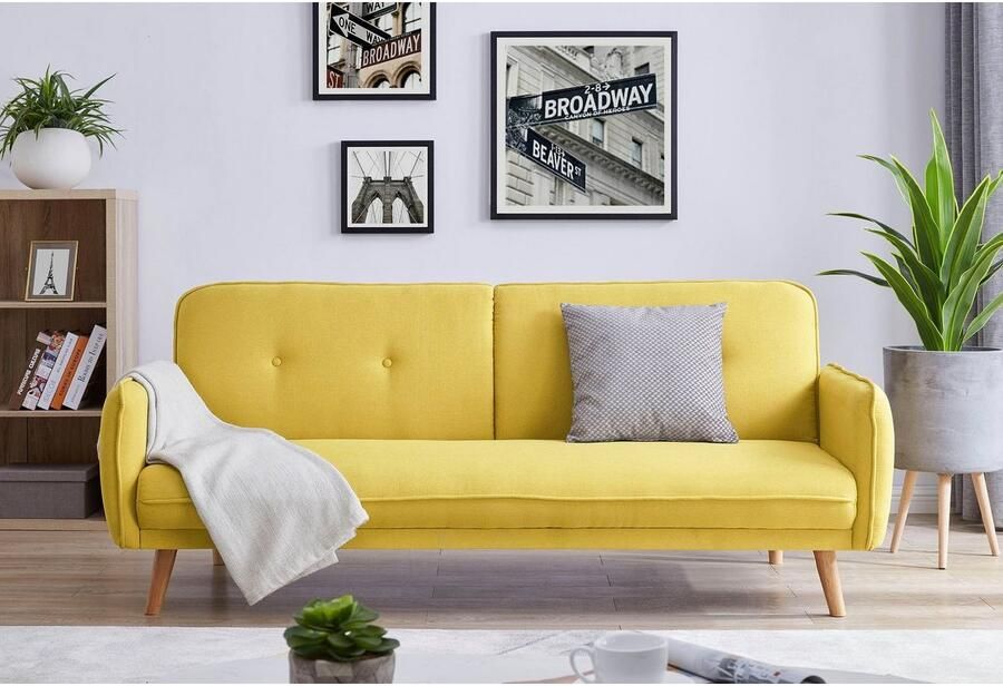 SalesFever Slaapbank Komfortables Linköping Schlafsofa met knoopbevestiging op de rug en slaapfunctie breedte 188 cm