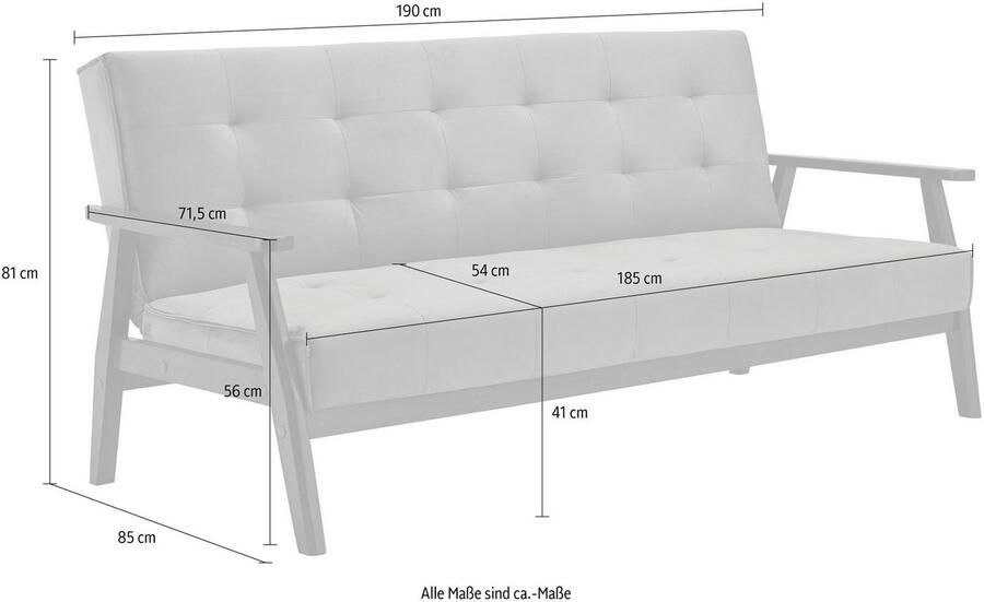 SalesFever Slaapbank Skagen 3-Sitzer Schlafsofa met houten frame 60° relax- en slaapfunctie breedte 190 cm - Foto 6