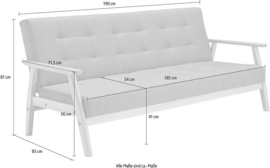 SalesFever Slaapbank Skagen 3-Sitzer Schlafsofa met houten frame 60° relax- en slaapfunctie breedte 190 cm - Foto 8