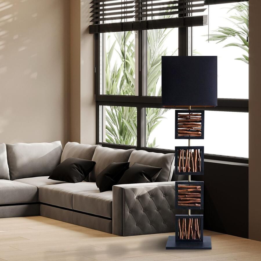 SalesFever Staande lamp Drijfhout Scherm binnenin goudkleur (1 stuk) - Foto 8