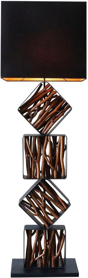 SalesFever Staande lamp Drijfhout Scherm binnenin goudkleur (1 stuk) - Foto 6