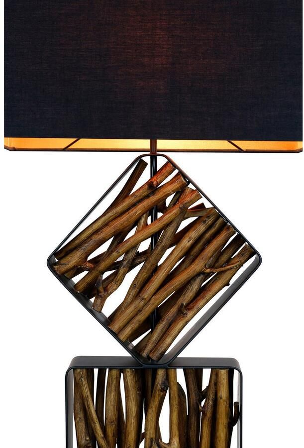 SalesFever Staande lamp Drijfhout Scherm binnenin goudkleur (1 stuk) - Foto 3