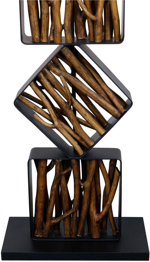 SalesFever Staande lamp Drijfhout Scherm binnenin goudkleur (1 stuk) - Foto 4