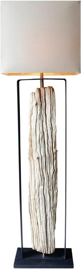 SalesFever Staande lamp Drijfhout Scherm binnenin goudkleur (1 stuk) - Foto 7