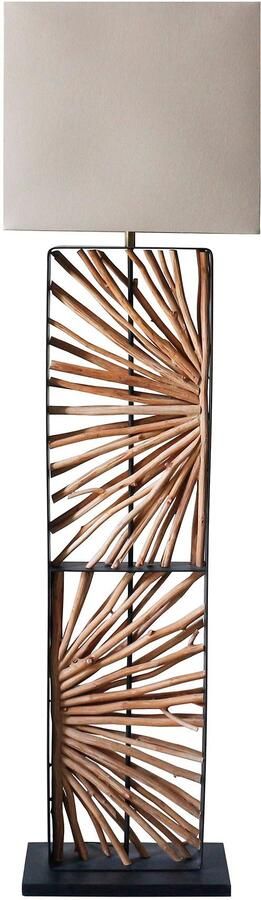 SalesFever Staande lamp Drijfhout Scherm binnenin goudkleur (1 stuk) - Foto 8