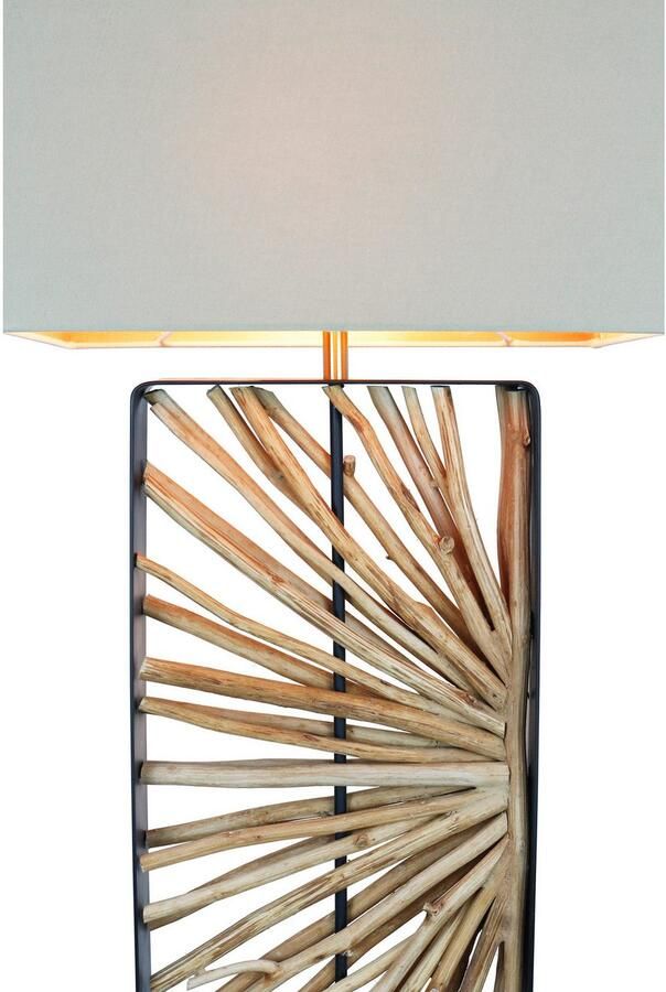 SalesFever Staande lamp Drijfhout Scherm binnenin goudkleur (1 stuk) - Foto 5