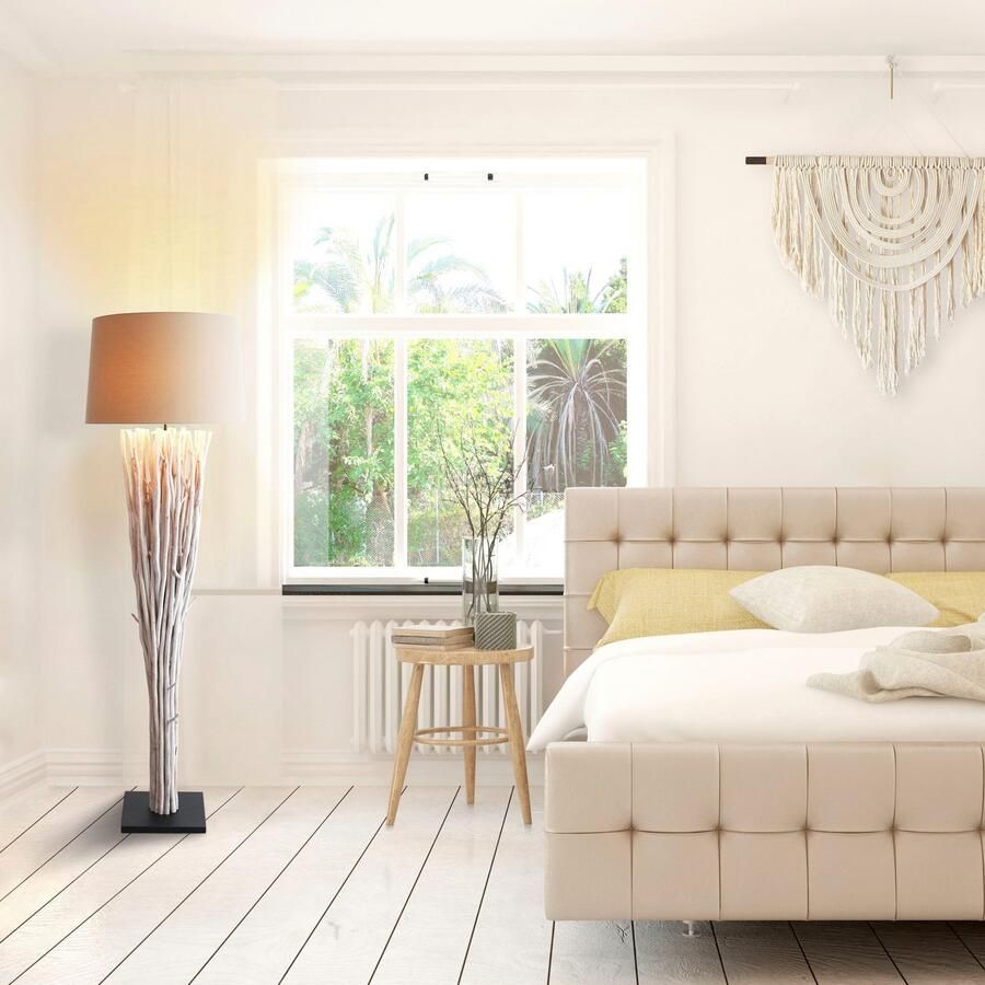SalesFever Staande lamp Easton handgemaakt met linnen kap (1 stuk)