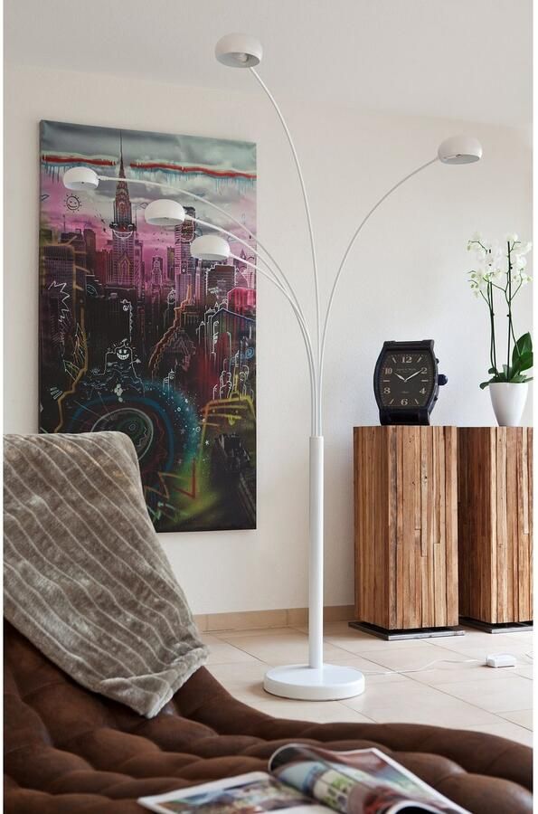 SalesFever Staande lamp Flemming 5 beweegbare armen dimschakelaar echt marmeren voet (1 stuk) - Foto 2