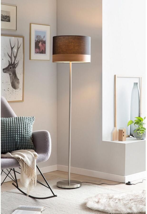 SalesFever Staande lamp Jannes Decor lampenkap in hout-look