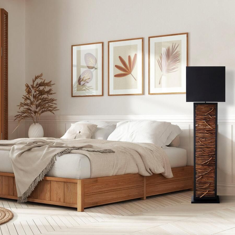 SalesFever Staande lamp Nabor handgemaakt kap goudkleur van binnen (1 stuk) - Foto 2