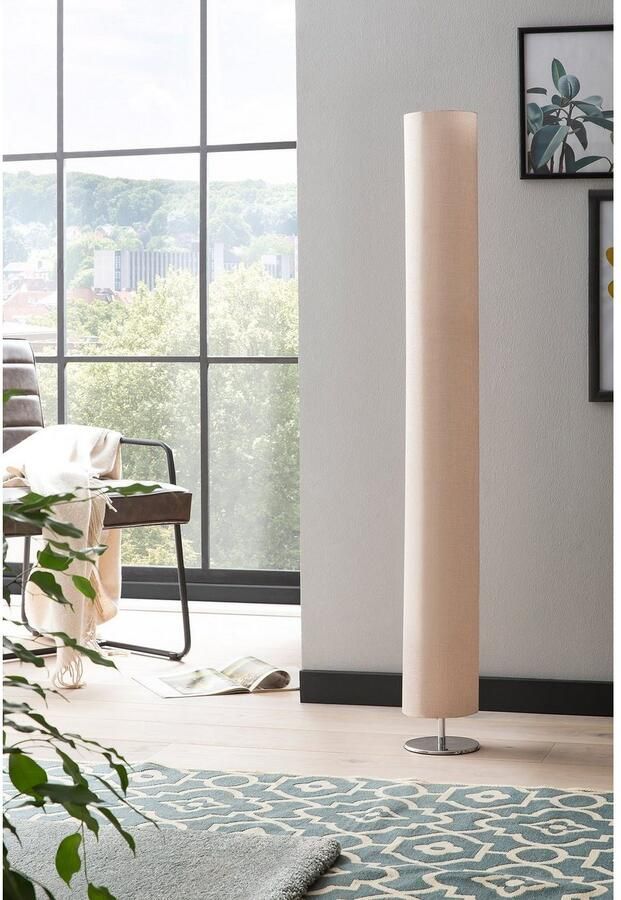 SalesFever Staande lamp Natalie Lampenkap van kunststof met bekleding frame edelstaal (1 stuk)