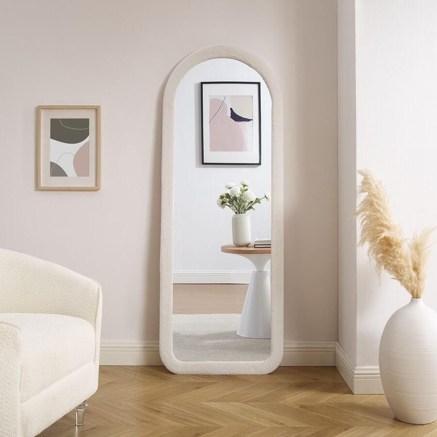 SalesFever Staande spiegel Bristol Ganzkörperspiegel 160 cm hoch Frame afgerond van kunstbont (1 stuk) - Foto 5