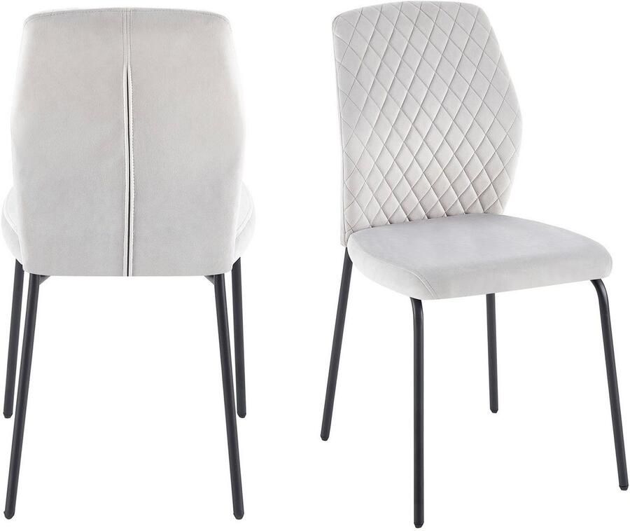 SalesFever Stoel met 4 poten Eetkamerstoel met elegante stijl 2-delige set met elegante honingraatstiksel in de rug (set 2 stuks) - Foto 2