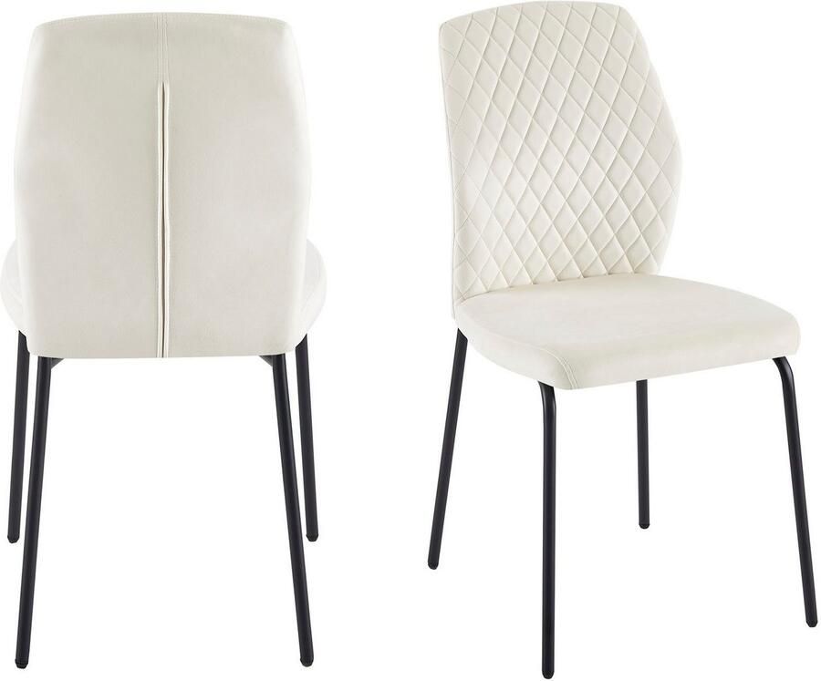 SalesFever Stoel met 4 poten Esszimmerstuhl mit elegantem Stil met honingraatpatroon op de rug (set 2 stuks)