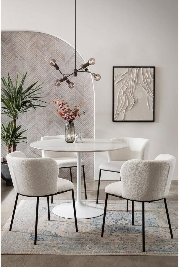 SalesFever Stoel met 4 poten Stuhl mit vier Füßen afgeronde rugleuning (set 2 stuks) - Foto 9