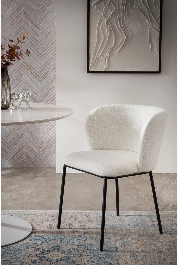 SalesFever Stoel met 4 poten Stuhl mit vier Füßen afgeronde rugleuning (set 2 stuks) - Foto 10