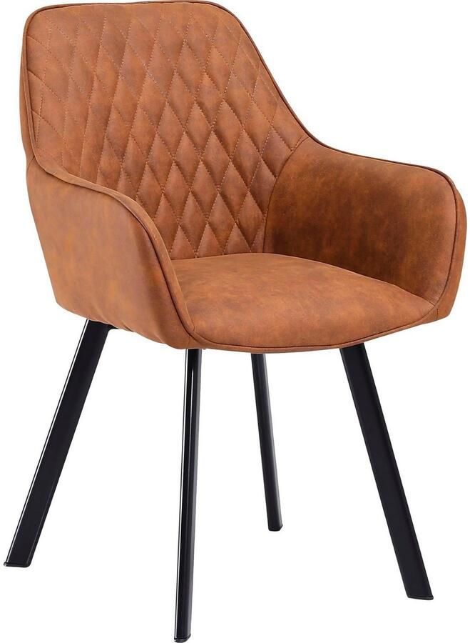 SalesFever Stoel met armleuningen Cardiff Bequemer Esszimmerstuhl Rugleuning met ruitstiksel (set 2 stuks) - Foto 3