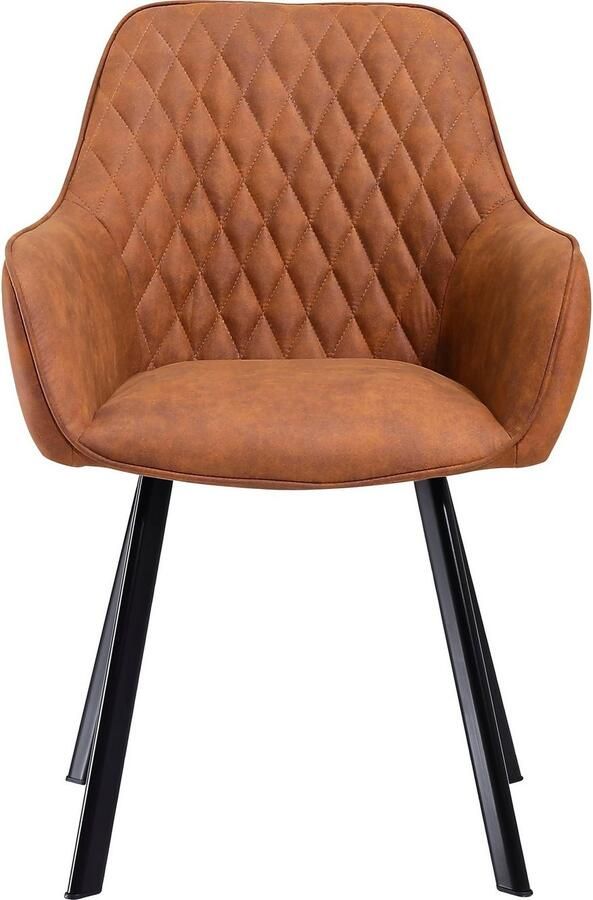 SalesFever Stoel met armleuningen Cardiff Bequemer Esszimmerstuhl Rugleuning met ruitstiksel (set 2 stuks) - Foto 6