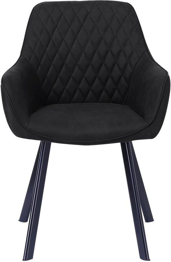 SalesFever Stoel met armleuningen Cardiff Bequemer Esszimmerstuhl Rugleuning met ruitstiksel (set 2 stuks) - Foto 6