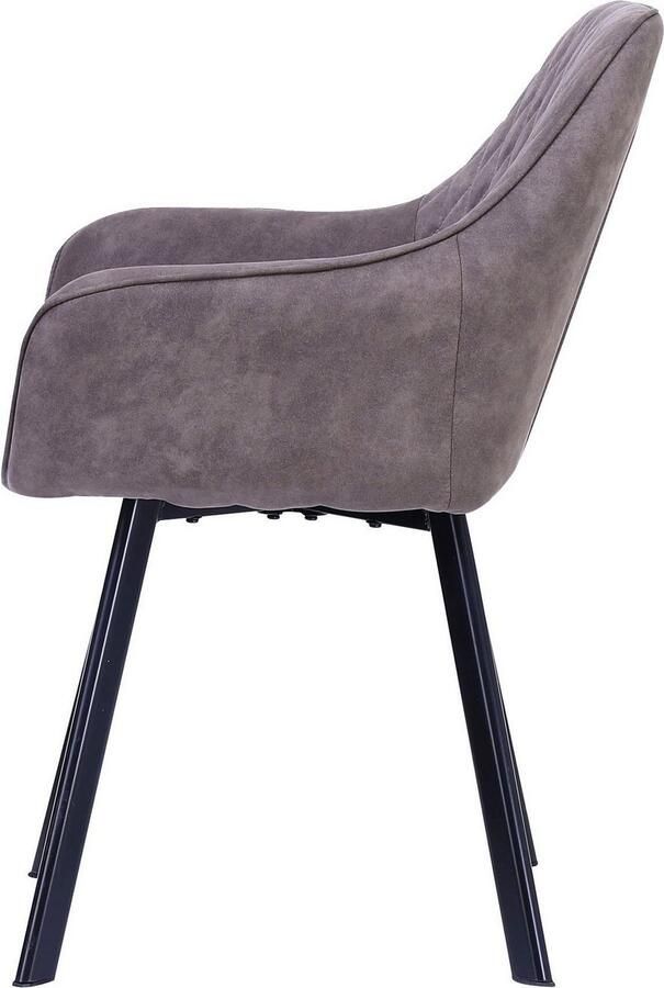 SalesFever Stoel met armleuningen Cardiff Comfortabele eetkamerstoel Edel dubbelset: rugleuningen met charmant ruitjespatroon (set 2 stuks) - Foto 6