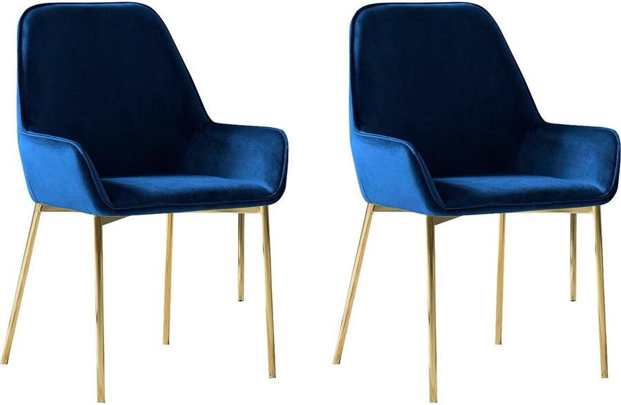 SalesFever Stoel met armleuningen Elegante Eetkamerstoel met modern messingkleurig frame (set 2 stuks) - Foto 10
