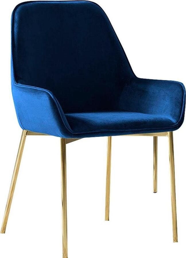 SalesFever Stoel met armleuningen Elegante Eetkamerstoel met modern messingkleurig frame (set 2 stuks) - Foto 6