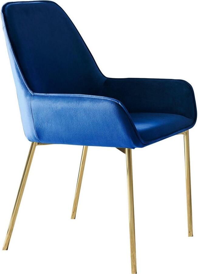 SalesFever Stoel met armleuningen Eleganter Esszimmerstuhl met modern messingkleurig frame (set 2 stuks) - Foto 4