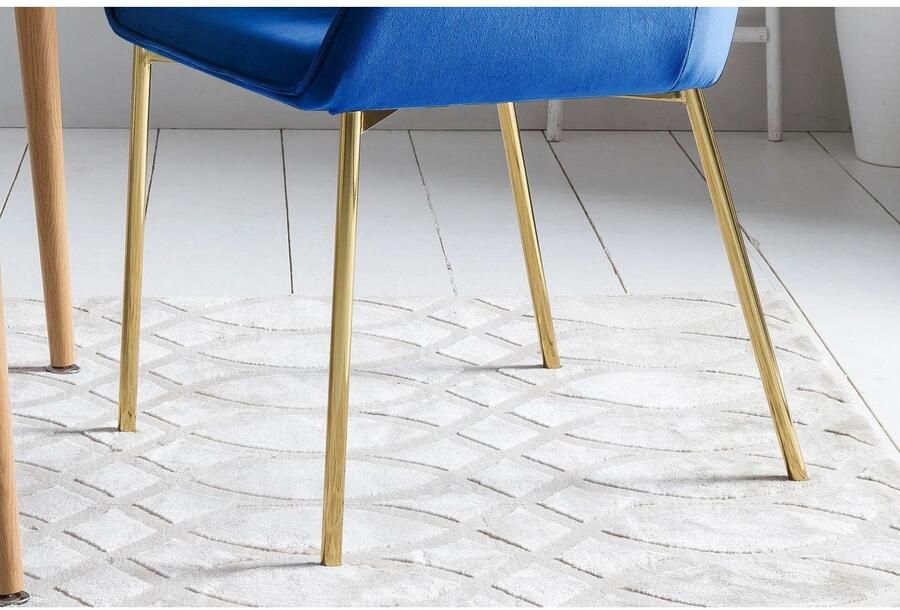 SalesFever Stoel met armleuningen Elegante Eetkamerstoel met modern messingkleurig frame (set 2 stuks) - Foto 7
