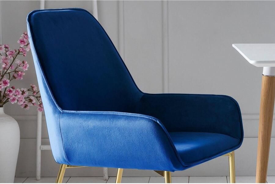 SalesFever Stoel met armleuningen Elegante Eetkamerstoel met modern messingkleurig frame (set 2 stuks) - Foto 8