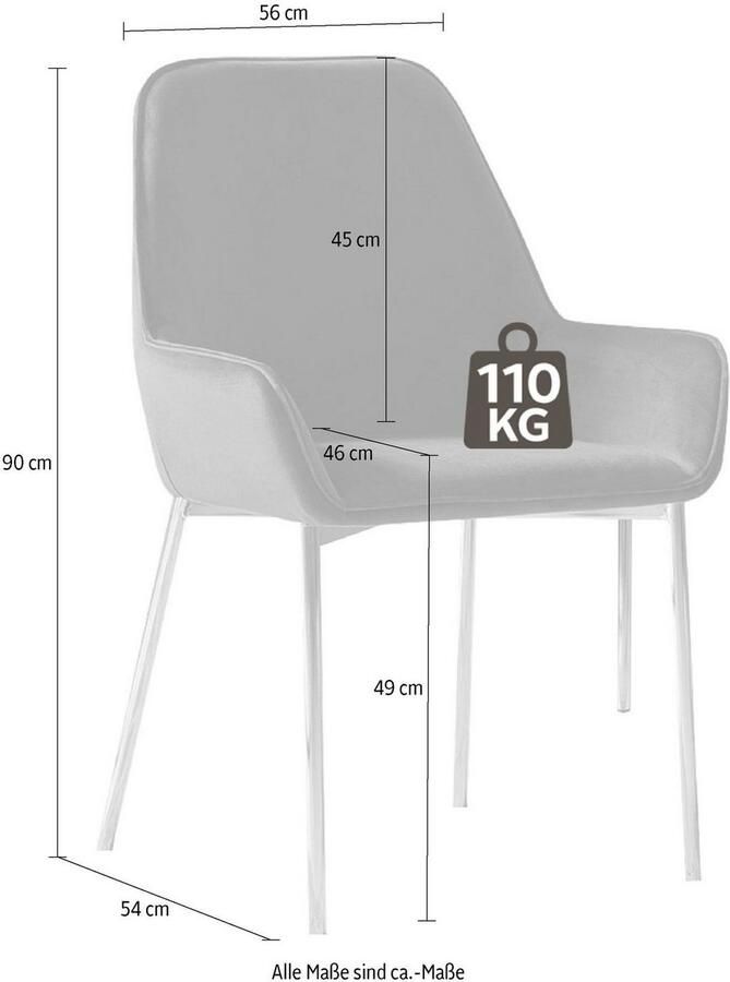 SalesFever Stoel met armleuningen Eleganter Esszimmerstuhl met modern messingkleurig frame (set 2 stuks) - Foto 3