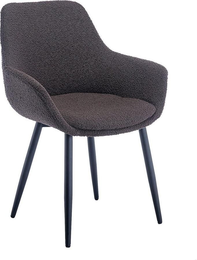 SalesFever Stoel met armleuningen Esszimmerstuhl mit elegantem Komfort moderne bouclébekleding (set 2 stuks) - Foto 3