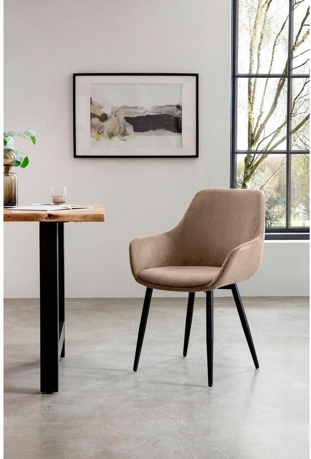 SalesFever Stoel met armleuningen Komfortabler Esszimmerstuhl im zeitlosen Design Bekleding in corduroy-look (set 2 stuks) - Foto 7