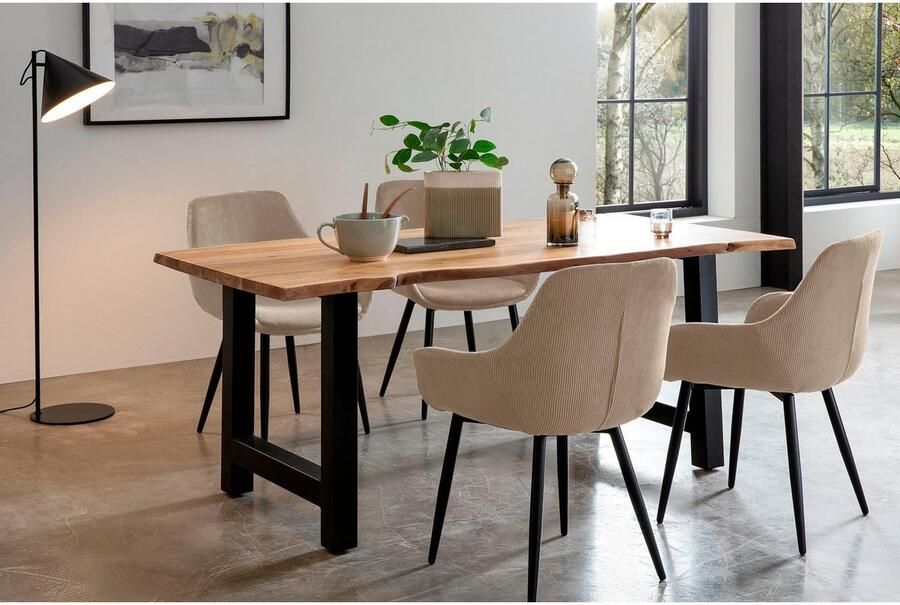 SalesFever Stoel met armleuningen Comfortabele eetkamerstoel in tijdloos design (set 2 stuks) - Foto 8