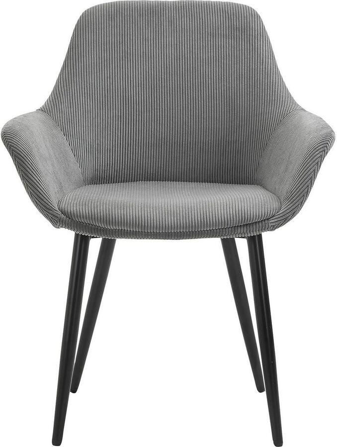 SalesFever Stoel met armleuningen Komfortabler Esszimmerstuhl im zeitlosen Design Bekleding in corduroy-look (set 2 stuks) - Foto 3