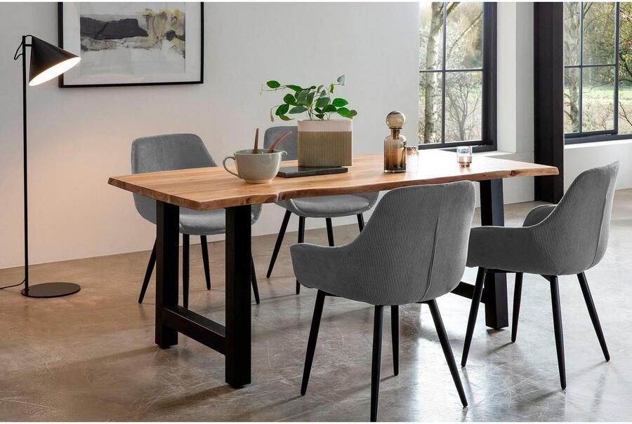 SalesFever Stoel met armleuningen Comfortabele eetkamerstoel in tijdloos design (set 2 stuks) - Foto 8