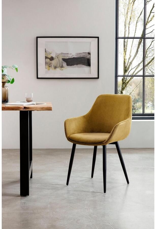 SalesFever Stoel met armleuningen Komfortabler Esszimmerstuhl im zeitlosen Design Bekleding in corduroy-look (set 2 stuks) - Foto 5