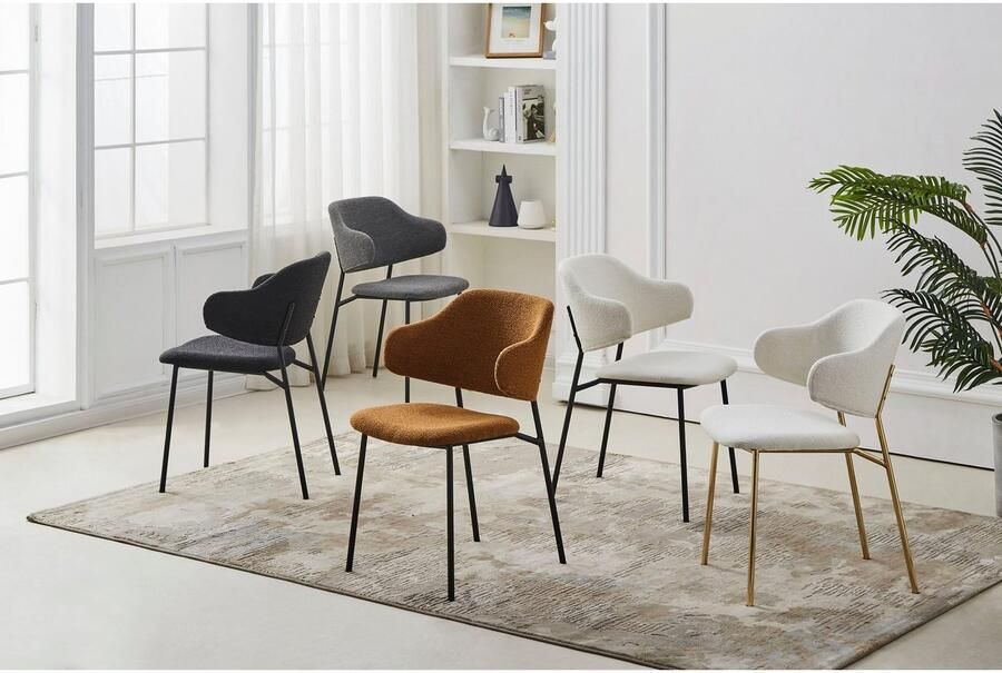 SalesFever Stoel met armleuningen Comfortabele eetkamerstoel met stijl 2-delige set: design-frame met uitlopende armleuningen (set 2 stuks) - Foto 5