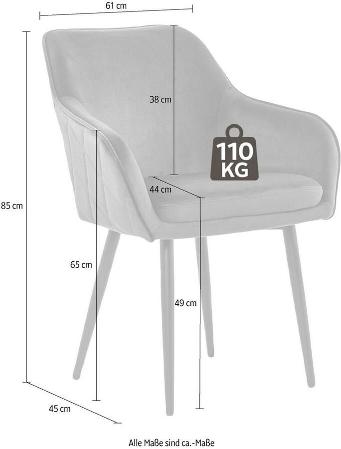 SalesFever Stoel met armleuningen Comfortabele eetkamerstoel met stijl met diamantvormig stiksel aan de achterkant - Foto 4